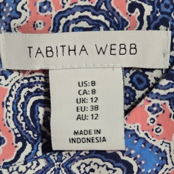 Tabitha Webb Women's Sheath Shift Dress Sleeveless Pockets Blue Pink Size 8 - Picture 4 of 6